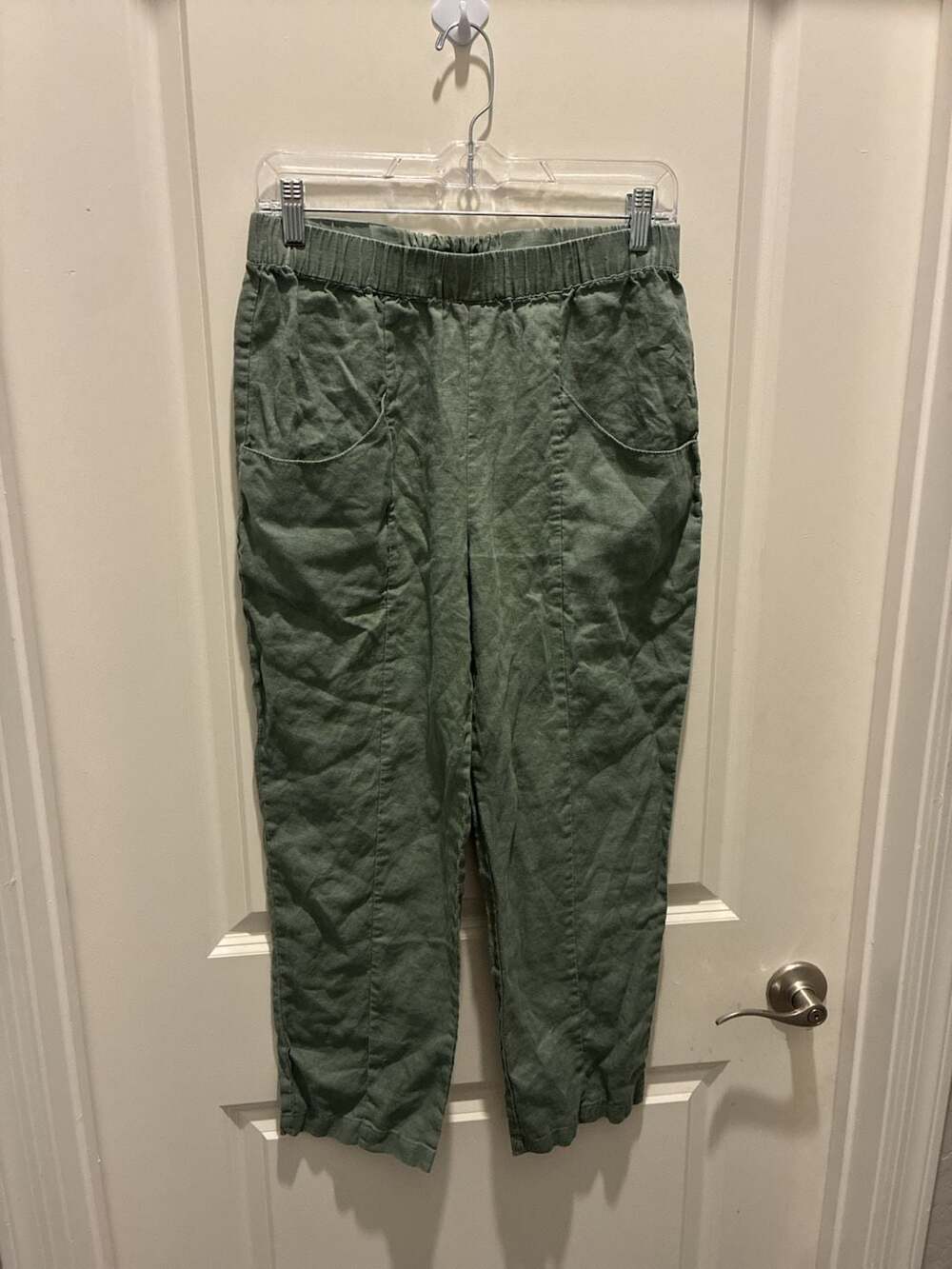 Quince 100% Linen Pull-On Pants Green Size S